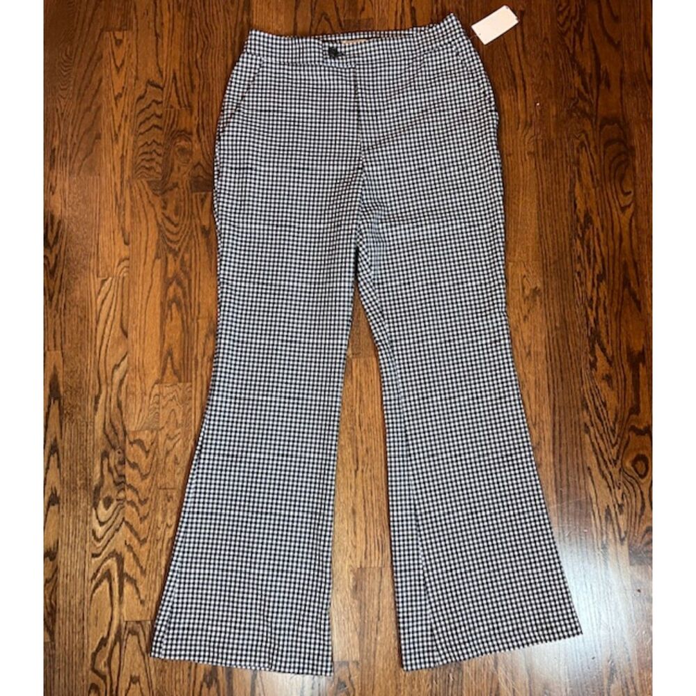 Avec Les Filles Gingham High Waist Flare Pants Black White Size 12 - Picture 2 of 8